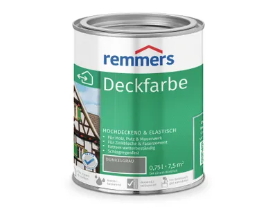 Produktbild von Remmers Deckfarbe dunkelgrau 0,75 l, Holzlack