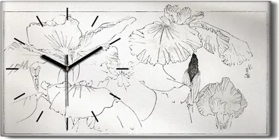 Produktbild von Leinwand Uhr Küche Wohnzimmer Bild 60x30 Malerei Asiatischer Blumen Blätter - schwarze Hände