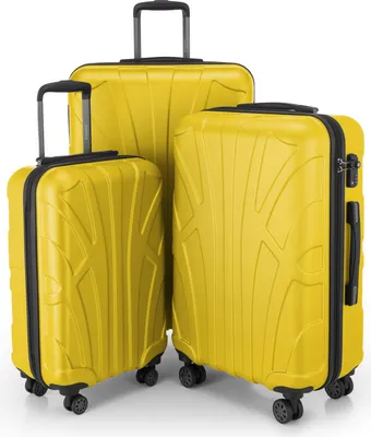 Image de Suitline - Set de 3 valises à roulettes valise rigide 4 roulettes trolley bagage à main et bagage à main valise extensible Travel Luggage Set de bagages Hardcase ABS, TSA,Jaune