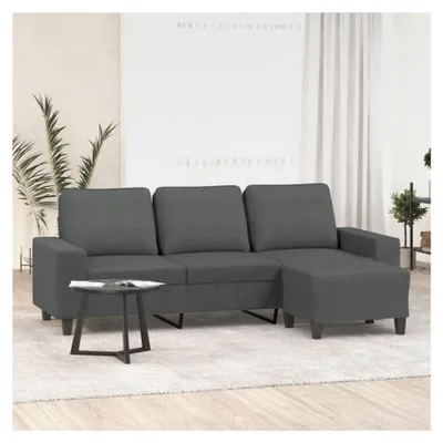 Produktbild von Dunkelgraues 3-Sitzer-Sofa mit Hocker, 180 cm, Stoff