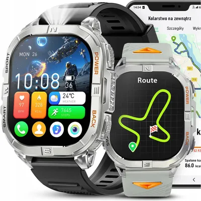Zdjęcie produktu dla SMARTWATCH MĘSKI z GPS KOMPAS WODOODPORNY ROZMOWY MENU PL AMOLED 580mAh