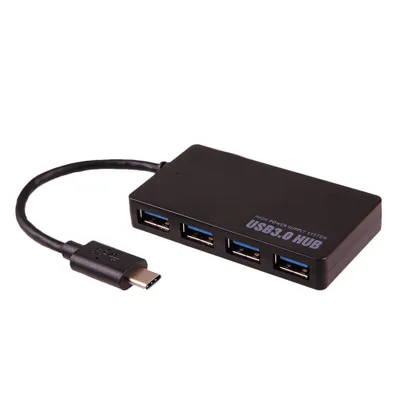Obrázok produktu pre Rozbočovač USB 3.1 typu C na 4 porty Usb 3.0 a 2 porty BC 1.2 s napájacím konektorom, kompatibilný s Thunderbolt, čierny, HOPE R