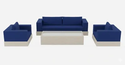 Obrázok produktu pre Pohodlné kreslo, modrá farba, drevený rám, elegantný dizajn, vodovzdorné