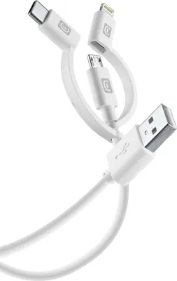 Produktbild von Cellularline Power Cable 3in1 100cm - MICRO USB, USB-C, Lightning, 1 m, Lightning, USB A, Weiß, 48 g, 1070 mm