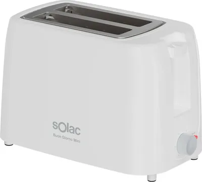 A white Solac toaster is shown from a front-side angle against a white background.