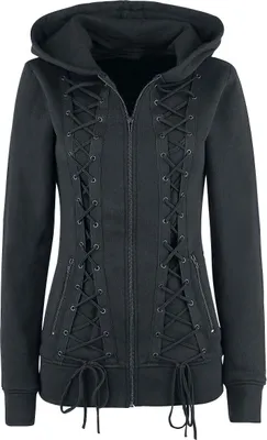 Produktbild von Gothicana by EMP Damen schwarze Kapuzenjacke mit Schnürung XL