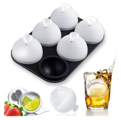 Produktbild von Eiswürfelform Kugel Silikon, 5cm, Faltbar, Auslaufsicher, BPA Frei, Runde Eiskugelform