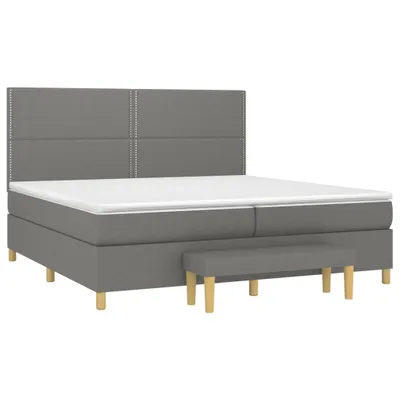 Zdjęcie produktu dla Łóżko Kontynentalne Z Materacem, Ciemnoszara Tkanina 200X200 Cm Lumarko!