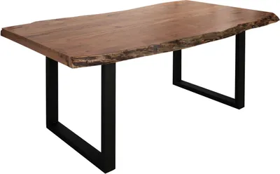 Image de MASSIVMOEBEL24 | Table à manger 160x90 Acacia laqué Bois naturel / Anthracite mat FREEFORM 5