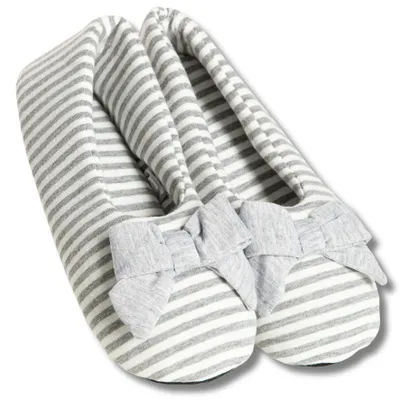 Immagine prodotto di Pantofole da donna grigie - ballerine taglia 40-41 - suola morbida - suola antiscivolo - motivo a righe