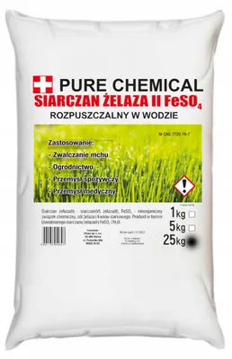 Zdjęcie produktu dla Pure Chemical | Siarczan Żelaza - 25 Kg - Krystaliczny Proszek - Zwalczanie Mchu - Intensywna Zieleń