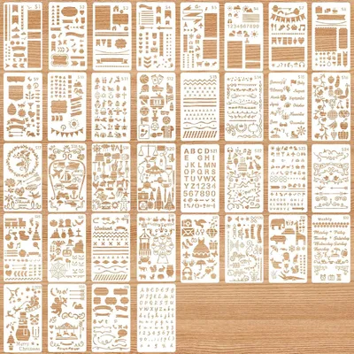 Imagen del producto de Conjunto de plantillas, de 36 piezas, reutilizables, fabricadas en plástico de polipropileno, para proyectos creativos