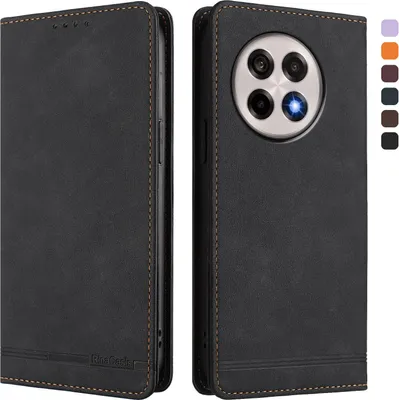 Immagine prodotto di Custodia per OnePlus 13R, custodia retro in Finto cuoio con supporto e slot per carte Nero