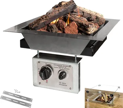 Produktbild von Happy Cocooning Mania Einbau-Feuerstelle Komplettset 6,5 kW quadratisch 39x39x23 cm Einbaumodell Feuertisch