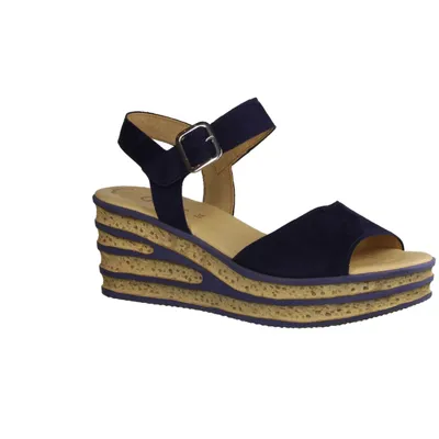 Produktbild von Gabor 44651-16 Sandaletten, Damen, Atlantik (Blau), Leder, Keilsandalette - Damenschuhe Sandalette / Sling, Blau, leder (samtchevreau)