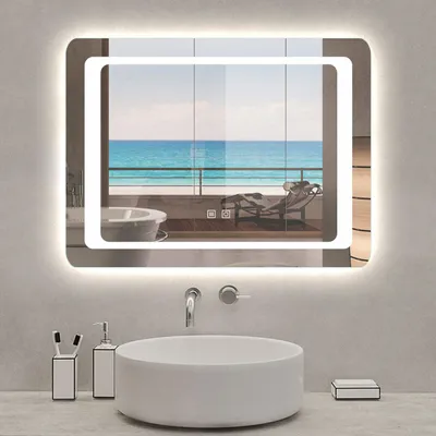 Image de Miroir de salle de bain à LED, dimmable et mémoire, 100x70cm miroir lumineux anti-buée