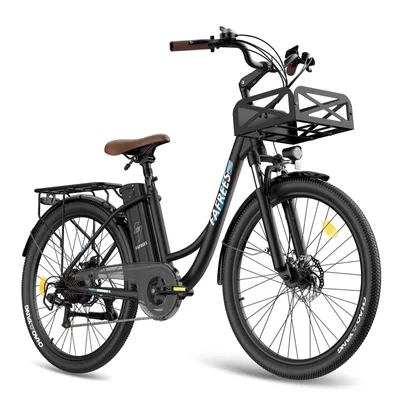 Produktbild von City E Bike 26 Zoll 158 - 198 cm bis zu 160 - 200 km 36 V 250 W Wasserdicht IP54 mit Shimano 7 Gang, Schwarz