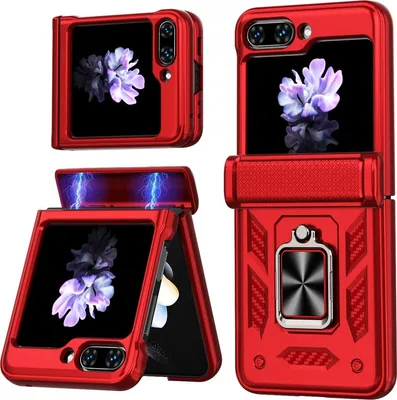 Produktbild von Mobigear Armor ring  Samsung Galaxy Z Flip 6 Hülle Hardcase Backcover Stoßfest mit Ringhalter - Rot