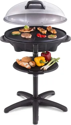 Produktbild von Cloer 6789 Barbecue-Grill, Outdoor Standgrill mit integriertem Thermometer, Antihaftbeschichtung, 2400 Watt, Grillfläche: 38,5 x 52,5 cm, platzsparend