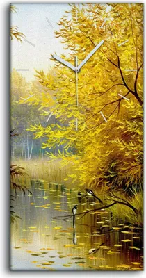 Produktbild von Wanduhr Uhr Wandbild Leinwand Geräuschlos 30x60 Landschafts Wälder See Wald - weiße Hände