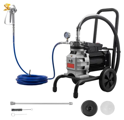Immagine prodotto di SucceBuy Spruzzatore a membrana airless 1500 W, spruzzatore portatile con pressione di 19,31 MPa, tubo flessibile ad alta pressione da 10 m, strumento di pulizia e spazzola, ideale per progetti fai da te all'interno e all'esterno