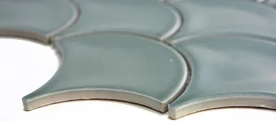 Produktbild von Handmuster Mosaik Fliese Keramik Fächer petrol glänzend Fliese WC Badfliese MOS13-FS18_m