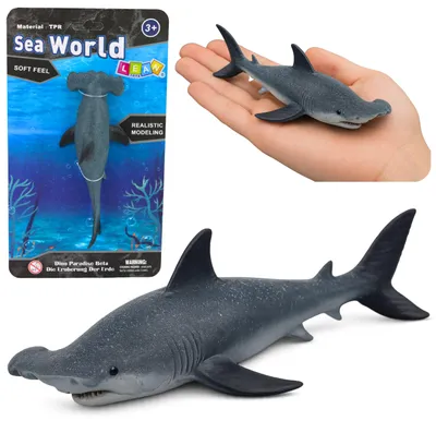 Immagine prodotto di Figurina di pesce di gomma di squalo martello estensibile realistico 17 cm