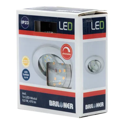 Produktbild von Briloner LED Einbauleuchte rund Aluminium IP23 5,5W Modul 470lm warmweiß 3000K schwenkbar DIMMBAR