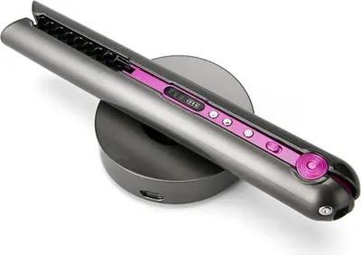 Produktbild von ZELURXX Glätteisen 2-in-1 Lockenstab und Straightener mit USB-Kabel und LED-Display, für Locken oder Wellen, Einstellbarer Temperatur, lila