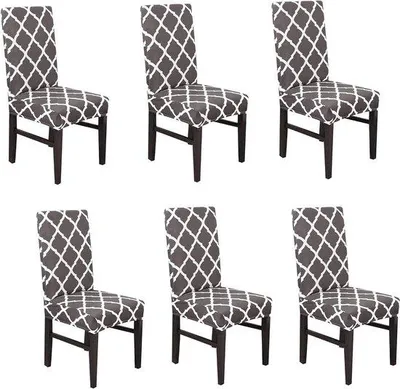 Produktbild von Famanu Stuhlbezüge mit Rautenmuster - Set von 6 - Dunkelgrau