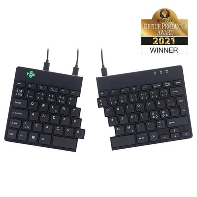 Produktbild von R-Go Tools Ergonomische Tastatur R-Go Split Break v2 mit Pausensoftware, geteilte Tastatur, QWERTY (NORDIC), verkabelt, schwarz, Mini, Kabelgebunden, USB, Scherenschalter, QWERTY, Schwarz