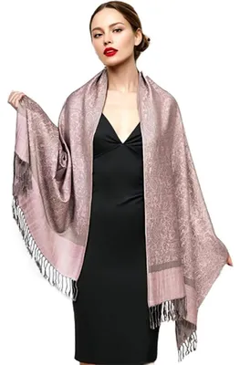 Immagine prodotto di Sciarpa-stola Pashmina da donna, motivo floreale, 190x70 cm, viscosa, color rosa