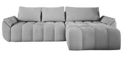 Produktbild von E-ZIMPAZ Ecksofa mit Schlaffunktion und Bettkasten CALVANI 185x282 cm, Eckcouch L-Form, Polsterecke, Sofa Samtstoff - Hellgrau MH84