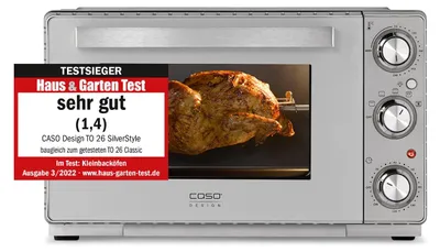 Produktbild von CASO TO 26 SilverStyle - Backofen, 26L, 3 Einschubebenen, 70-230°C