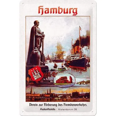 Obrázek produktu pro Nostalgic-Art - Plechová cedule 20 x 30 cm - Hamburk - Sdružení pro podporu cestovního ruchu