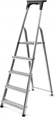 Image de Drabest | Échelle - Échelle domestique - Échelle en aluminium - 4 marches - Légère et compacte - Avec plateau à outils - Marches antidérapantes