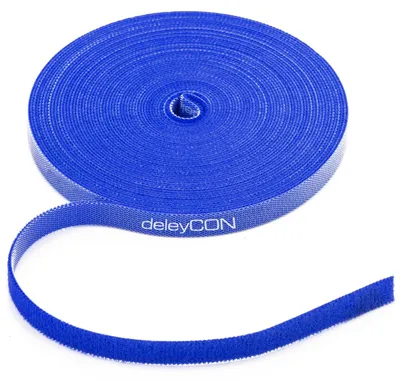 Produktbild von deleyCON 10m Klett Kabelbinder Klettbandrolle 10mm zuschneidbar - Blau