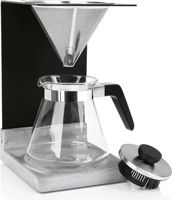 Produktbild von Beem Kaffeebereiter Set Pour Over 500ml 4 Tassen Beton-Sockel schwarz edelstahl