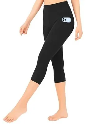 Zdjęcie produktu dla Legginsy damskie 3/4 sportowe wysokim stanem kieszenie fitness joga