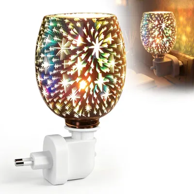 Elektrische Duftlampe für Wachs, 3D-Glas, 7 Farben, 25 W, 8x7 cm