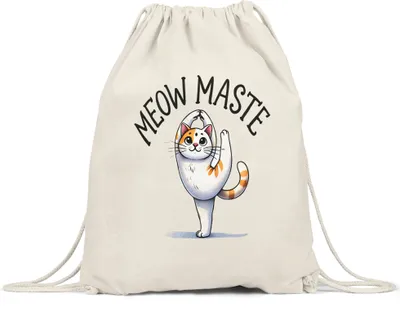 Produktbild von Meow Maste Turnbeutel Geschenkidee für Yoga-Fans und Katzenliebhaber Namaste