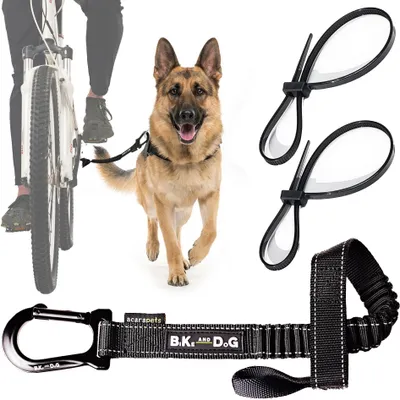 Handsfree Hunde-Fahrradleine mit Geschirr, schwarz, patentierte Konstruktion