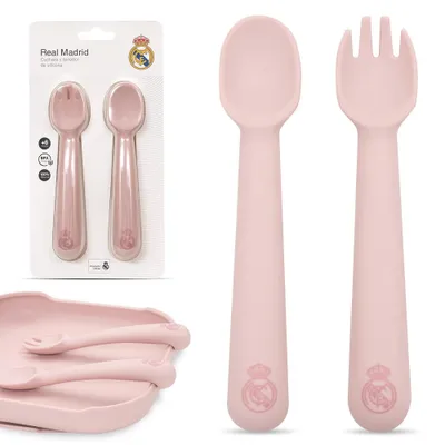 Produktbild von Besteck Real Madrid – Silikon Set Rosa (Langgriff)