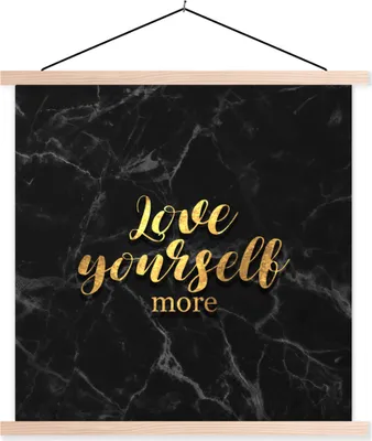 Produktbild von MuchoWow® Textilposter Zitate - Liebe - Gold - Marmor 120x120 cm mit holzfarbenen Rahmen - Textil-Poster
