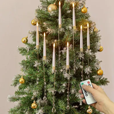 Produktbild von LED-Weihnachtskerzen ohne Kabel mit Timer, Set mit 10 Stück – festliche Weihnachtsdeko