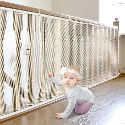 Immagine prodotto di Rete di sicurezza per bambini, cancellino per scale, regolabile, bianco, 2 m x 0,79 m