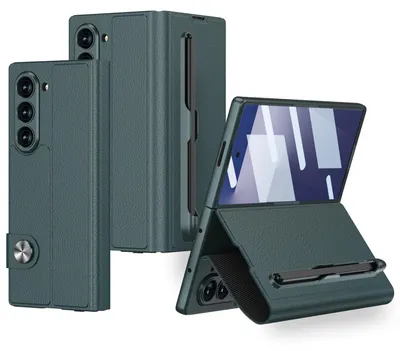 Produktbild von Für Samsung Galaxy Z Fold7 5G GKK Integrierte Flip Lederhülle Stifthalter Grün