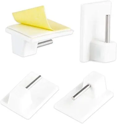 Produktbild von 80x Gardinenhaken Klebehaken Selbstklebend Haken Weiß für Gardinenstangen Vitragestangen Gardinenhalter