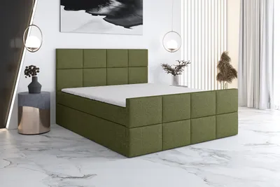 Produktbild von Boxspringbett CAPRIO 120x200 mit 2 Bettkästen, Bonell-Matratze und Topper. Farbe: Grün