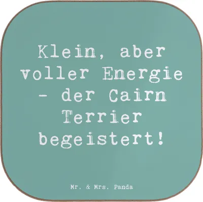 Produktbild von Mr. & Mrs. Panda Tischuntersetzer Spruch Cairn Terrier - Meeresbrise - Geschenk, Hunderassen Pflege, Holzuntersetzer, Hunderasse, Untersetzer für Gläser, Familienhund